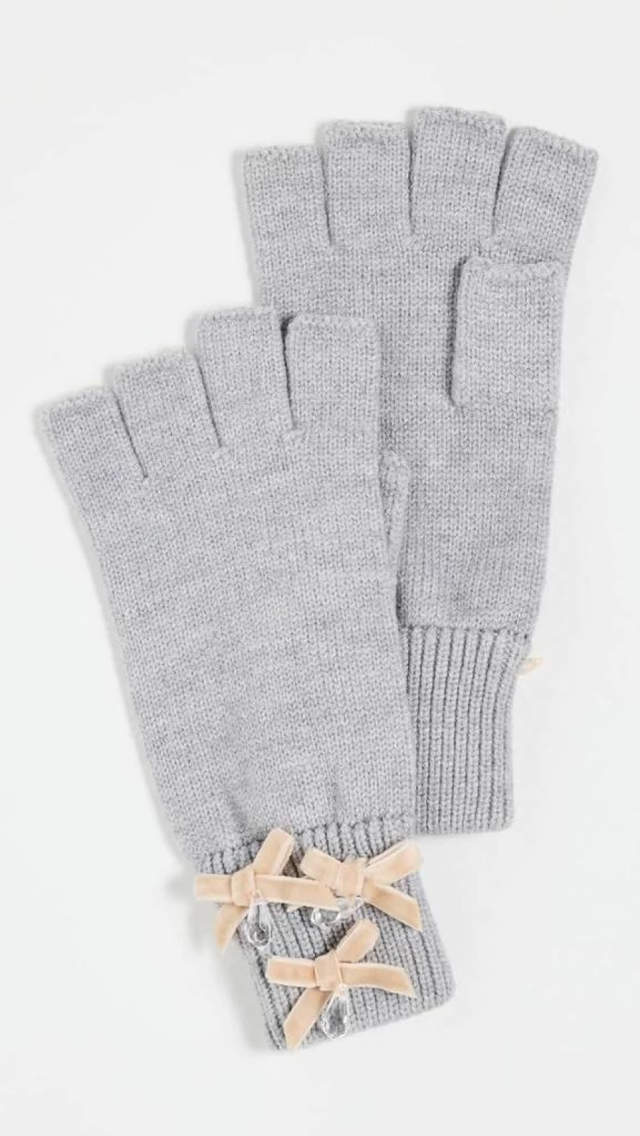 Lele Sadoughi Women's Fingerless Gloves with Bow Embellishment - Fashionable Winter Accessory