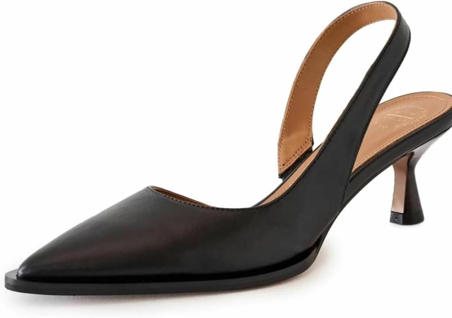 ATP Atelier Women's Desana Black Nappa Leather Slingback Heels