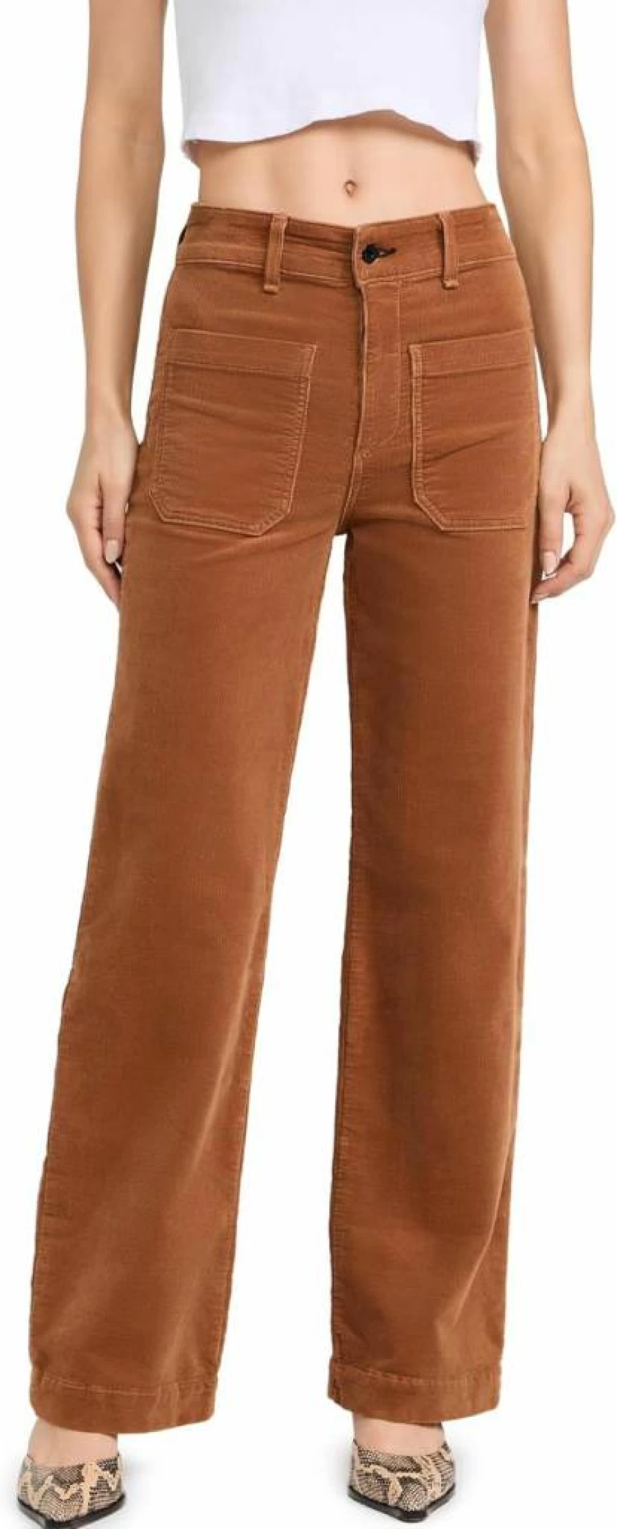 ASKK NY Women's High-Waisted Corduroy Sailor Pants - Vintage Wide Leg Trousers for Fall Fashion