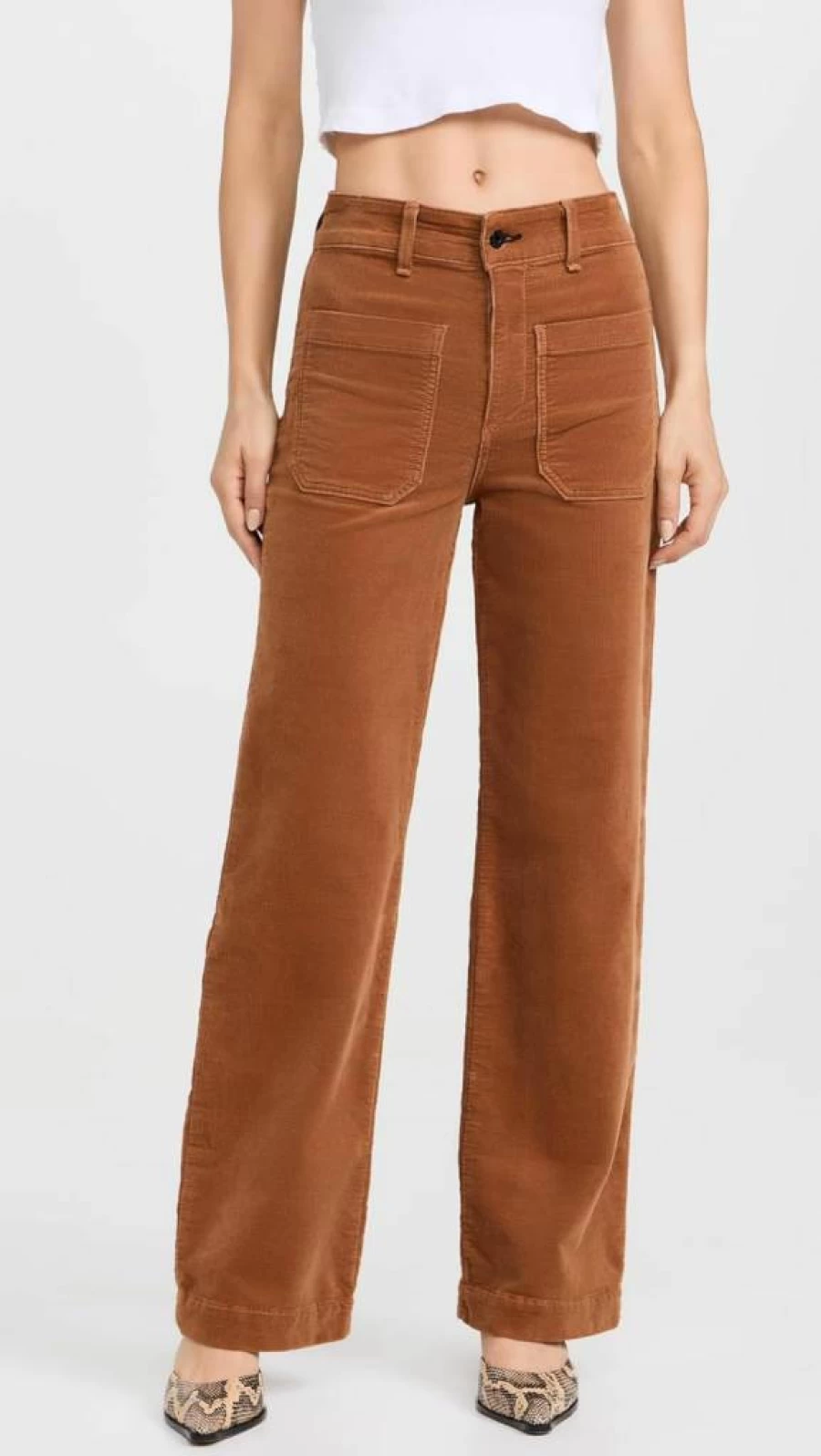 ASKK NY Women's High-Waisted Corduroy Sailor Pants - Vintage Wide Leg Trousers for Fall Fashion