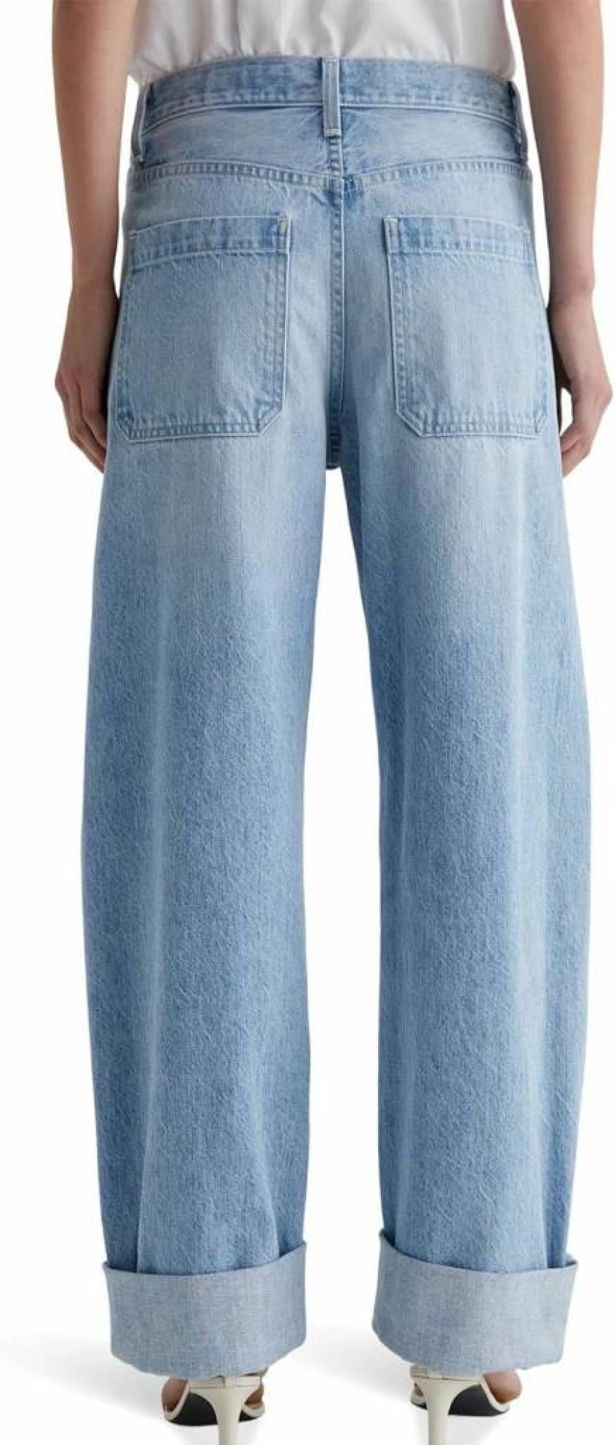 AG Women's High-Rise Barrel Jeans in Sunset Wash - Mercer Fit Cuffed Denim