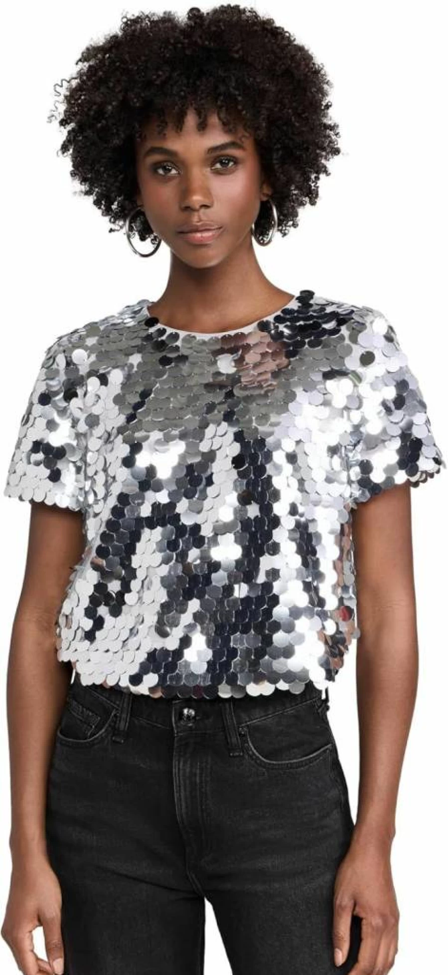 Endless Rose Women's Fisheye Sequin Blouse Glittery Party Top