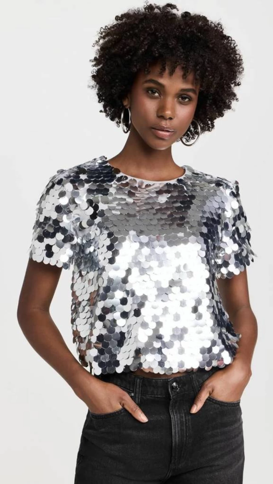 Endless Rose Women's Fisheye Sequin Blouse Glittery Party Top