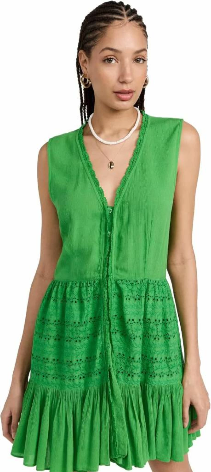 Playa Lucila Women's Eyelet Mini Dress - Floral Summer Boho Chic Cotton Sundress
