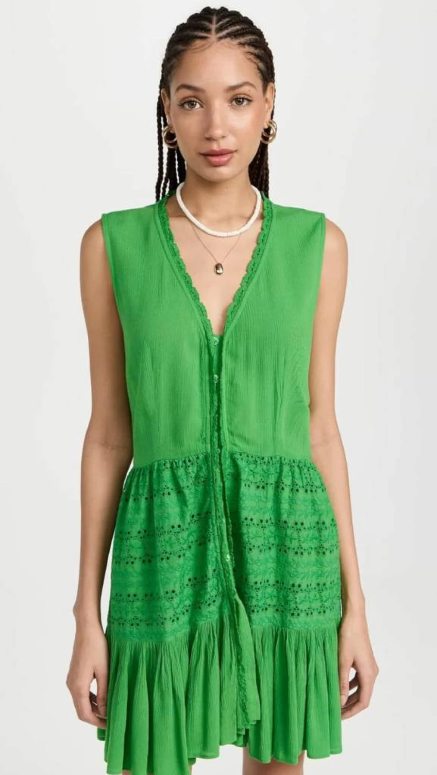 Playa Lucila Women's Eyelet Mini Dress - Floral Summer Boho Chic Cotton Sundress