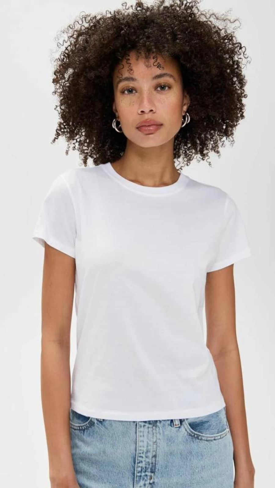 FRAME Women's The Baby Tee - Classic Fit Short Sleeve T-Shirt