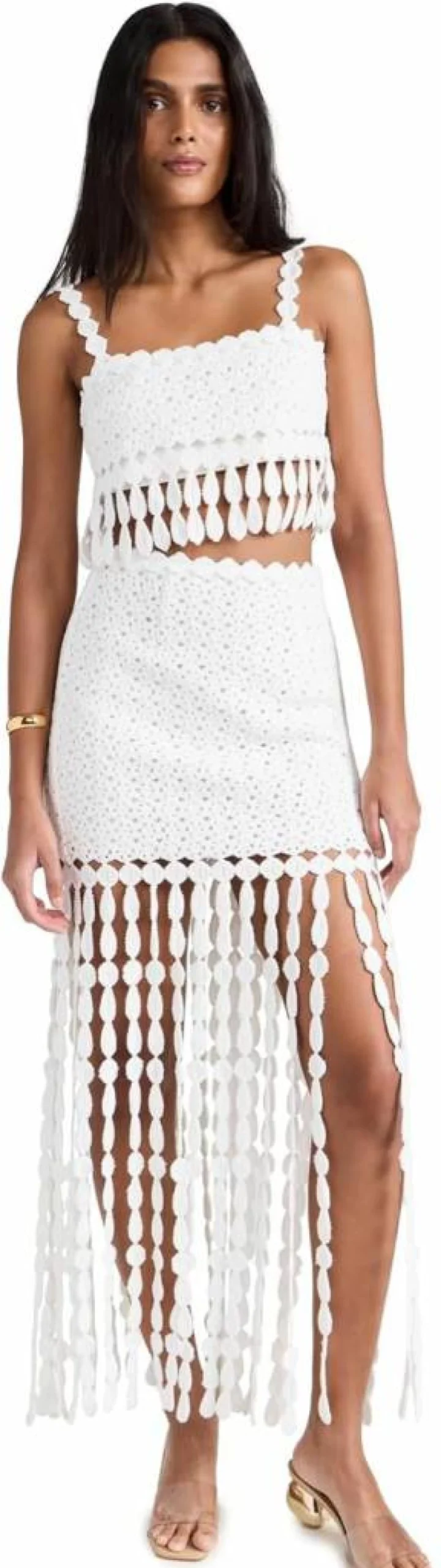Saylor Women's Elie Fringe Midi Skirt Set - Boho Chic Two-Piece Outfit with Tassel Details