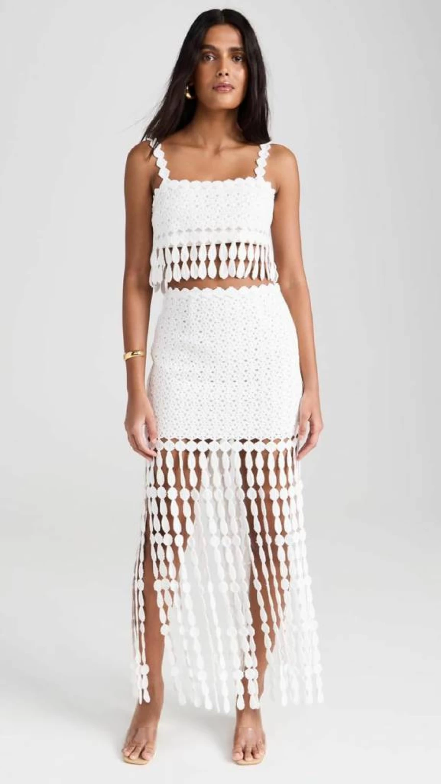 Saylor Women's Elie Fringe Midi Skirt Set - Boho Chic Two-Piece Outfit with Tassel Details