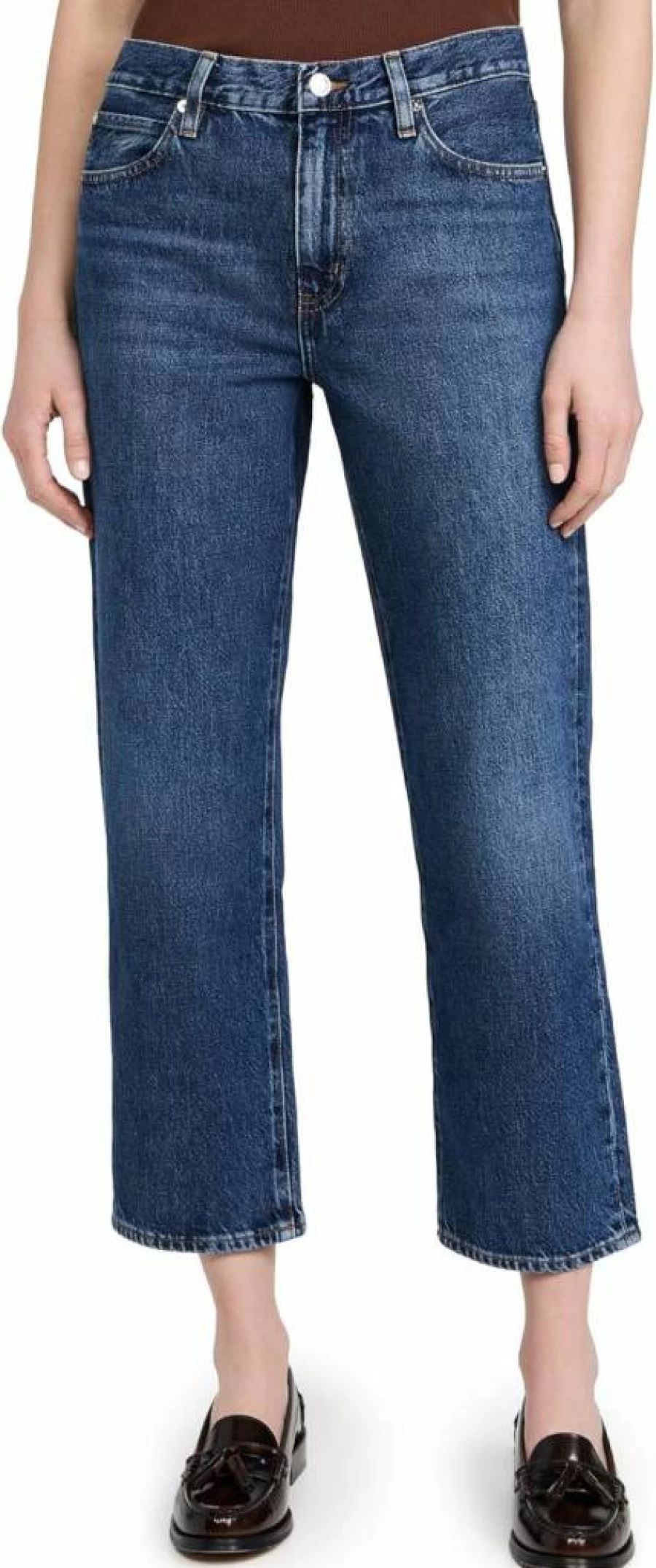 FRAME Women's The Hang High-Rise Slim Fit Jeans - Classic Blue Denim Pants