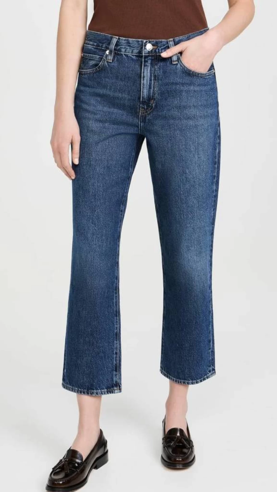 FRAME Women's The Hang High-Rise Slim Fit Jeans - Classic Blue Denim Pants