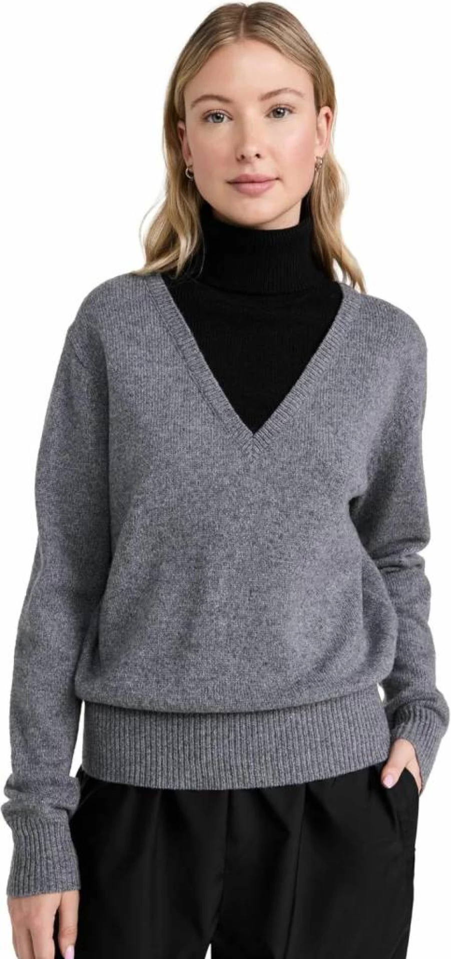 Sandy Liang Women's Mock Neck Knit Sweater - Soft Casual Pullover Top