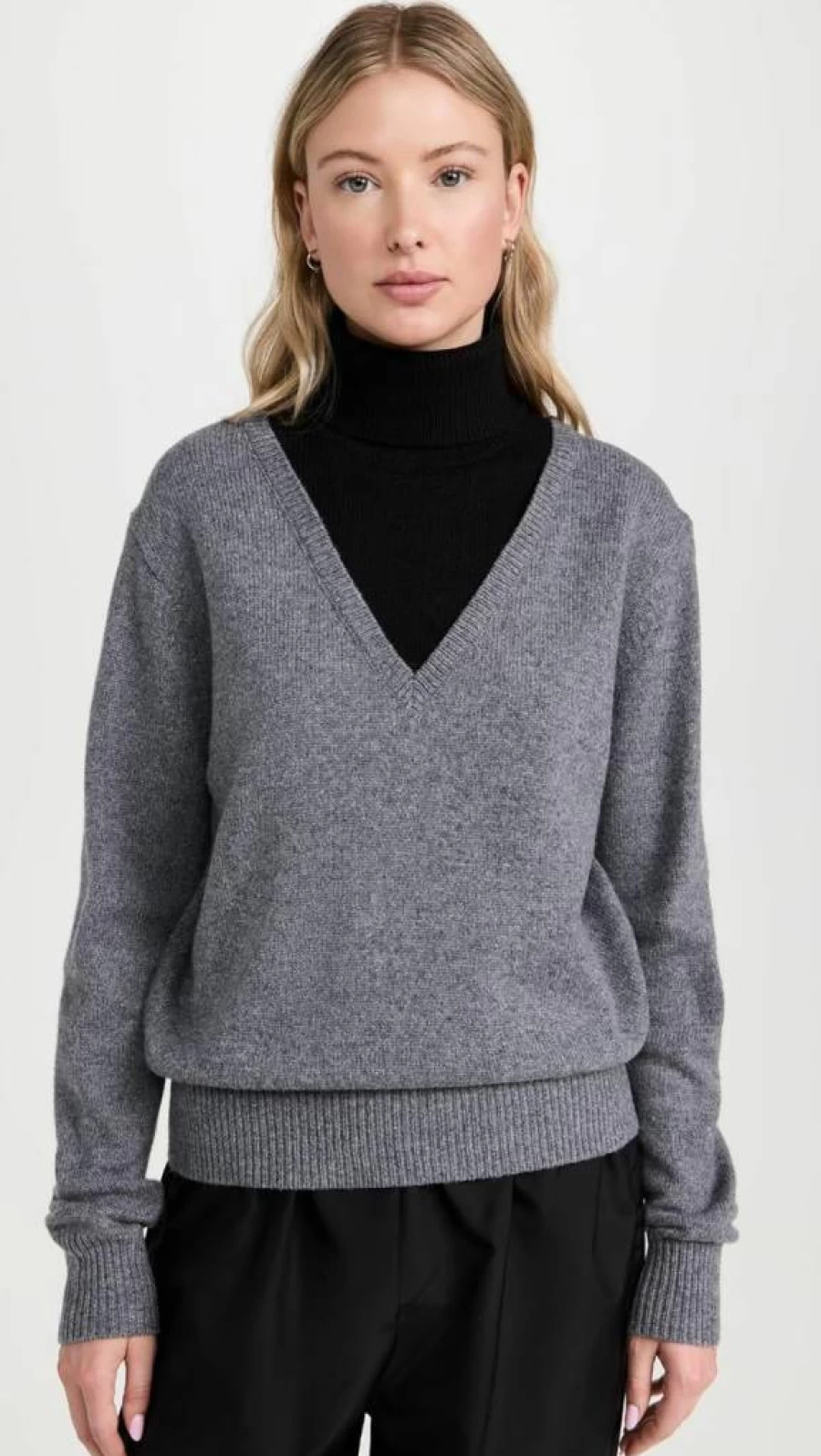 Sandy Liang Women's Mock Neck Knit Sweater - Soft Casual Pullover Top
