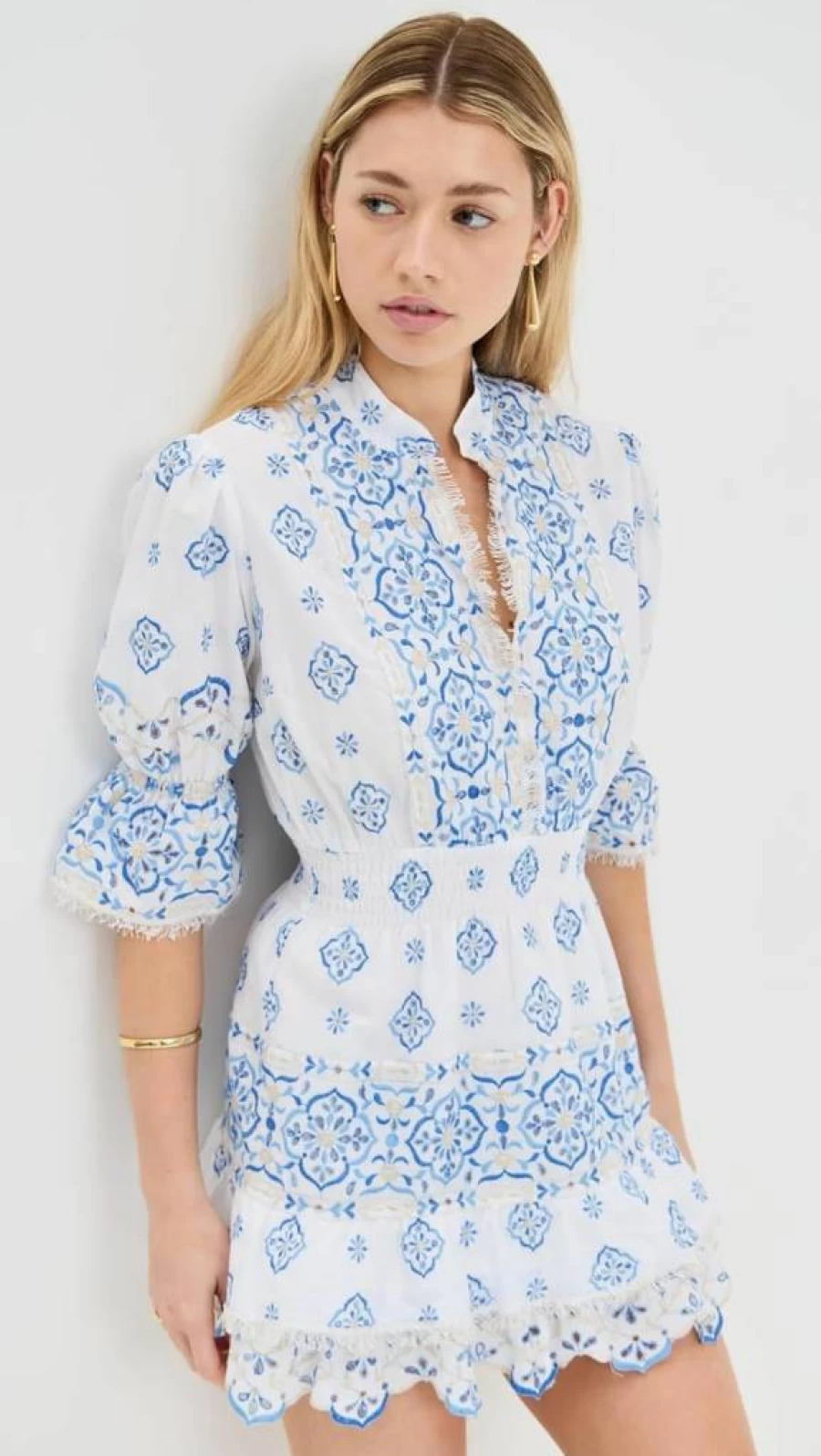 Temptation Positano Women's Fella Embroidered Short Summer Dress - Floral Boho Chic Mini Dress