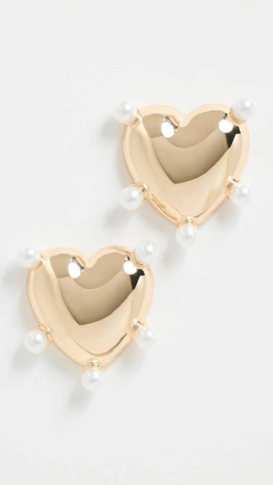 Kenneth Jay Lane Gold Heart Stud Earrings for Women - Polished Post Earrings