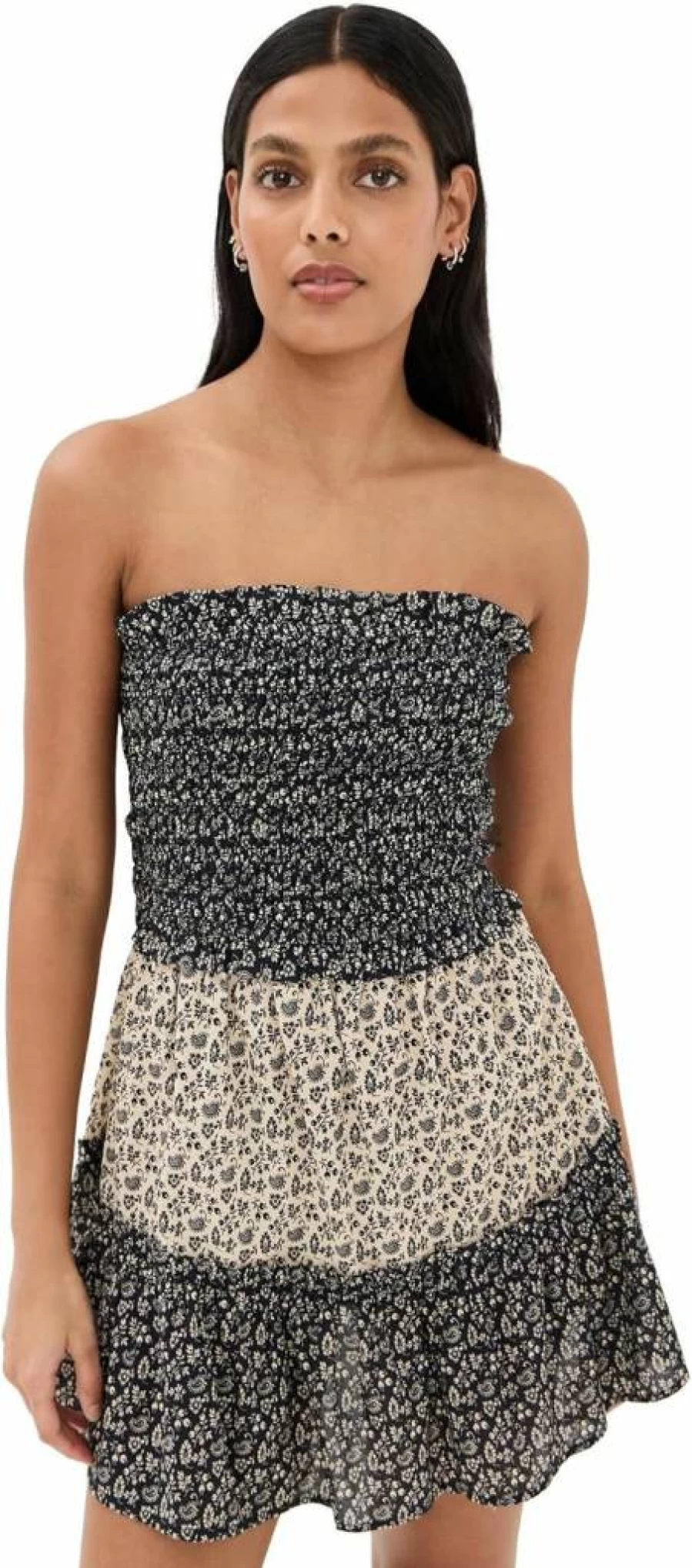 Sea Women's Panna Color Block Smocked Beach Cover Up Swimsuit Dress