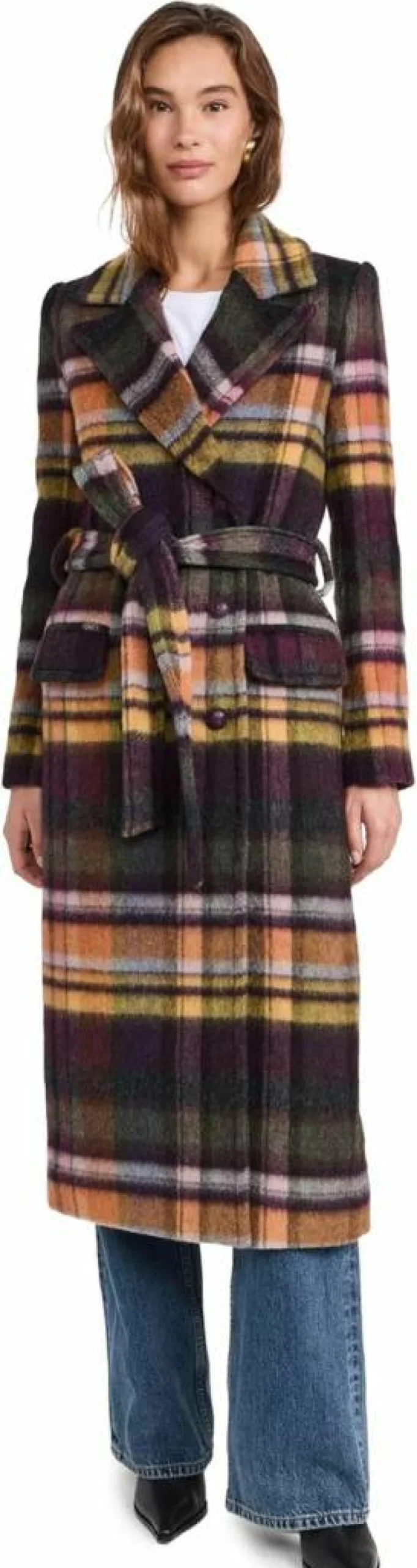 L'AGENCE Women's Olina Belted Long Coat - Elegant Trench Coat with Waist Belt