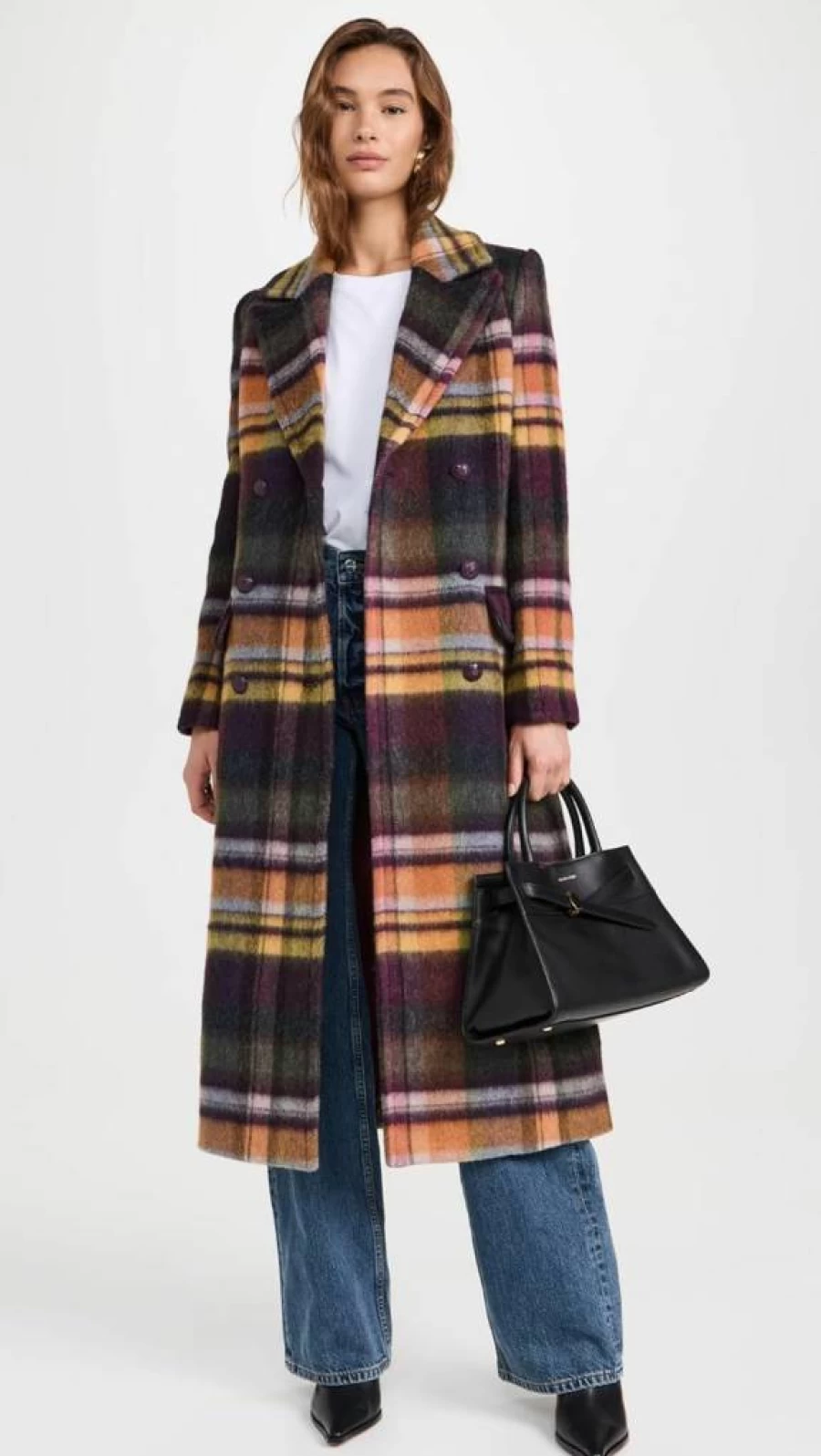 L'AGENCE Women's Olina Belted Long Coat - Elegant Trench Coat with Waist Belt