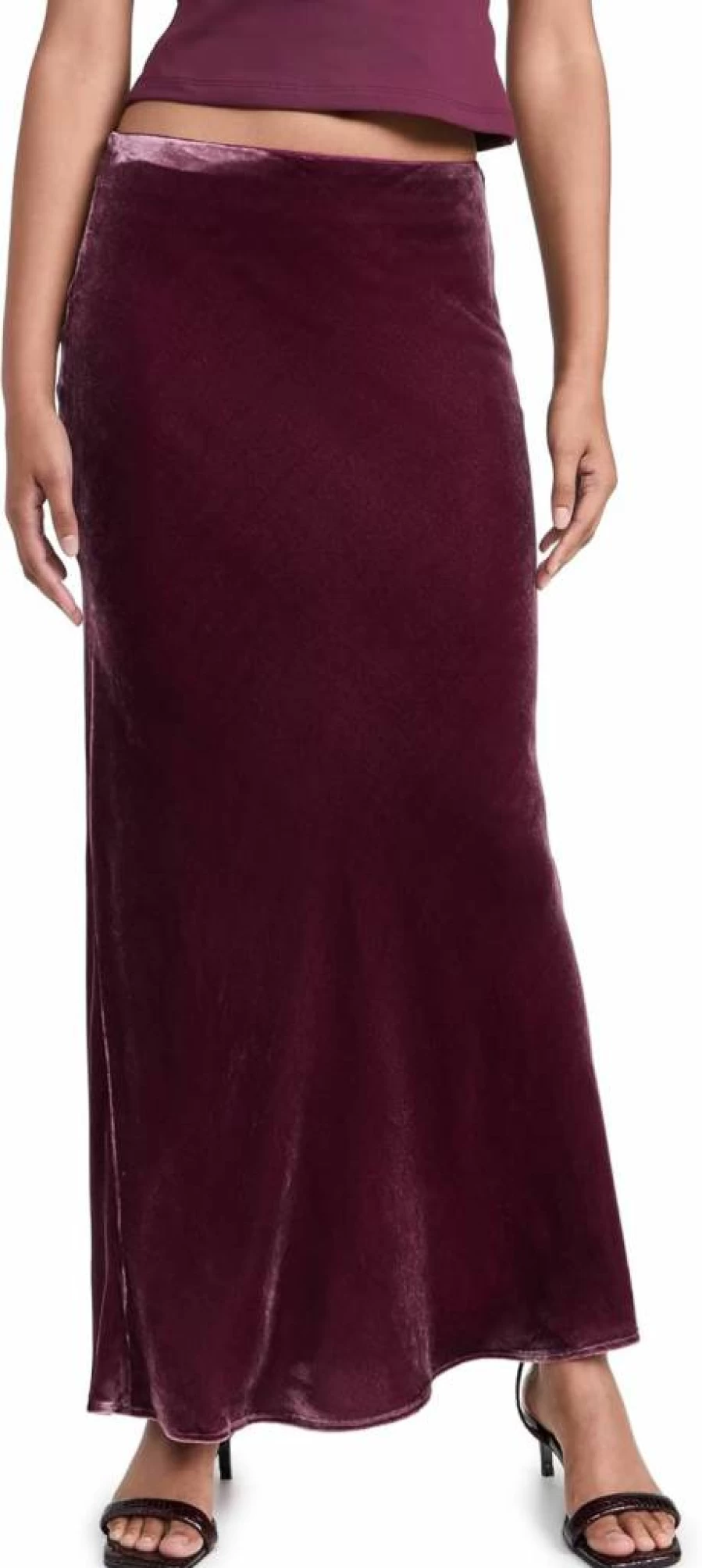 Susana Monaco Women's Luxe Velvet & Silk Bias-Cut Skirt - Elegant A-Line Midi Skirt