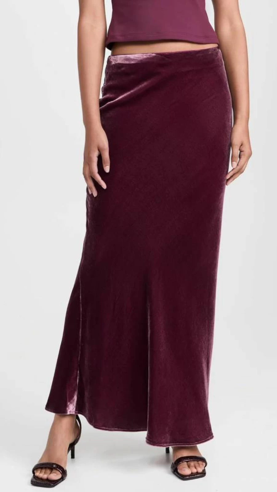 Susana Monaco Women's Luxe Velvet & Silk Bias-Cut Skirt - Elegant A-Line Midi Skirt