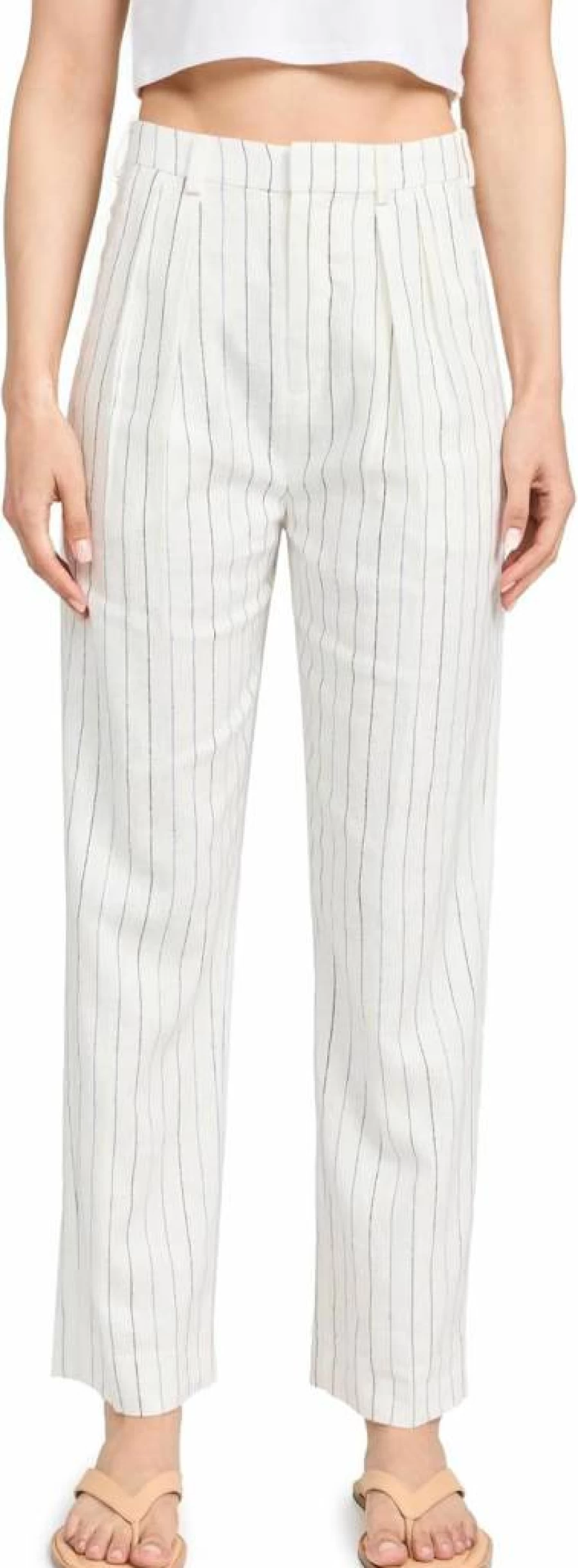 THE GREAT Maker Trouser - Cream Pinstripe Men's Trousers