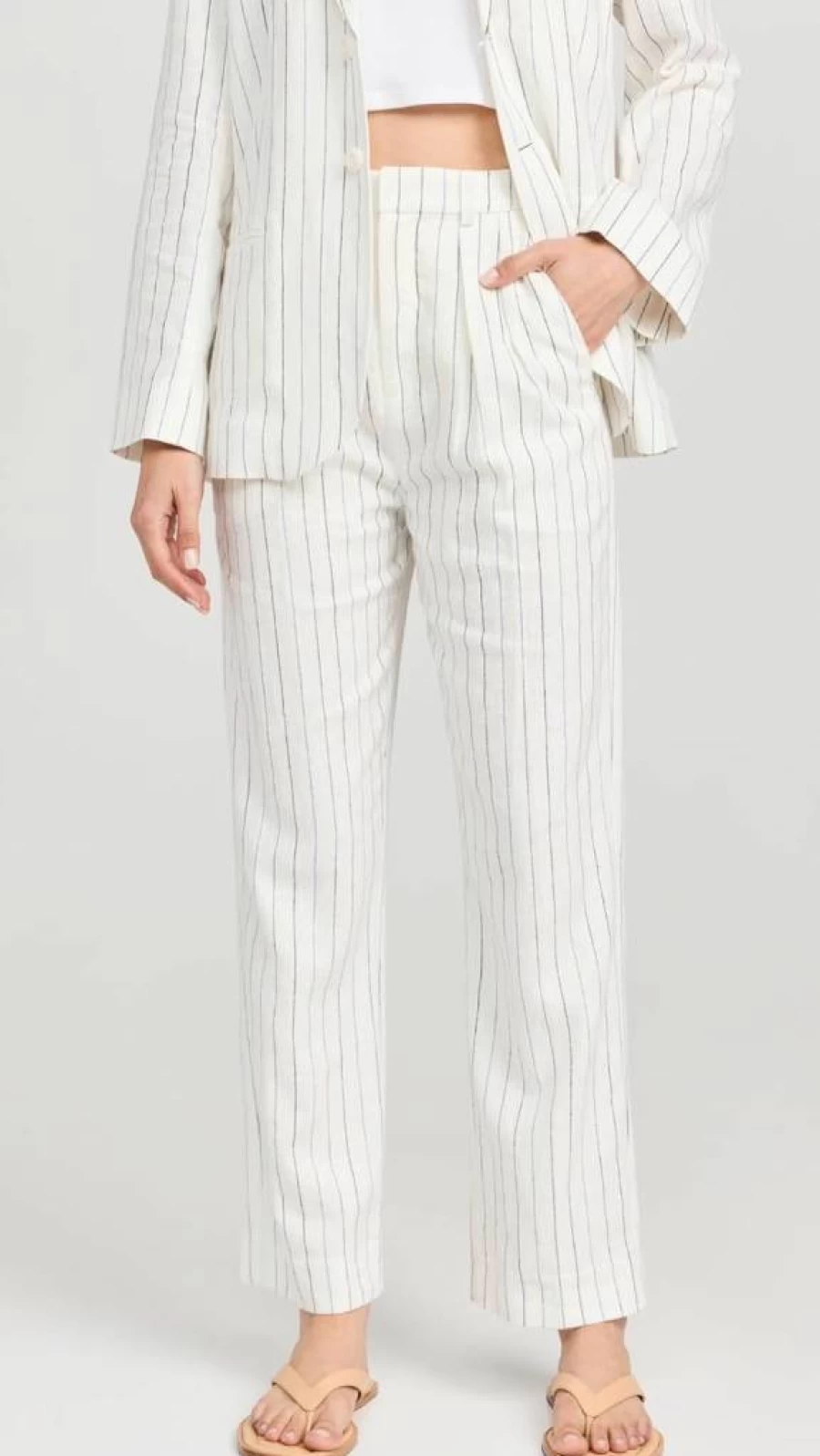THE GREAT Maker Trouser - Cream Pinstripe Men's Trousers
