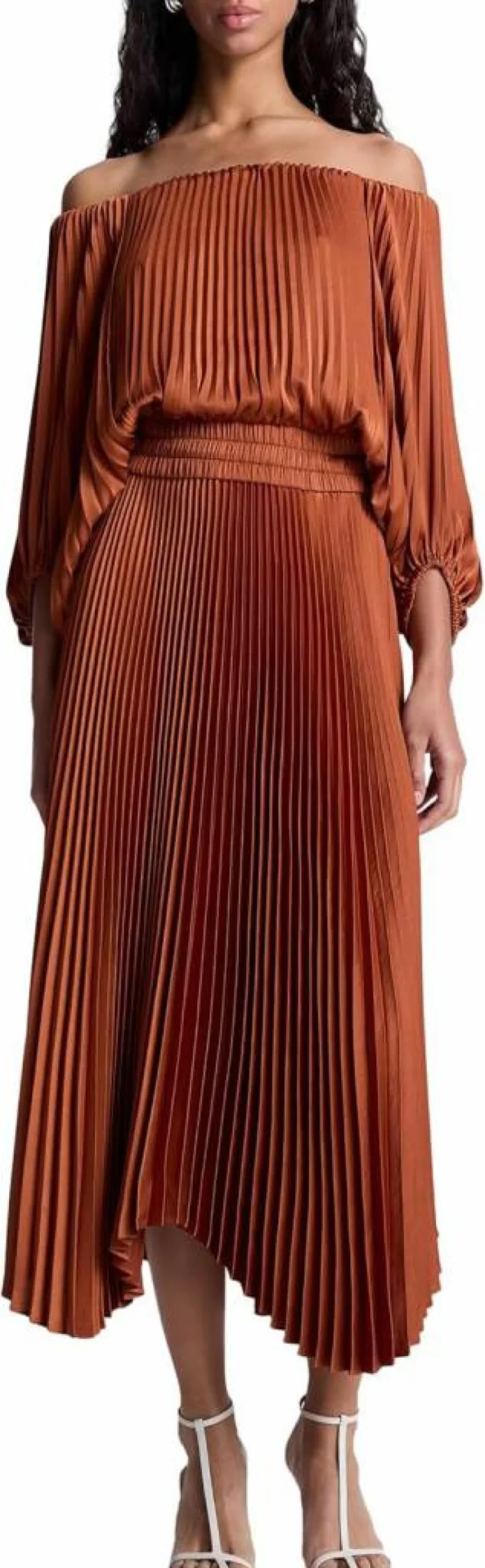 ALC Women's Sienna Flowy Midi Dress - Elegant V-Neck Summer Casual Dress