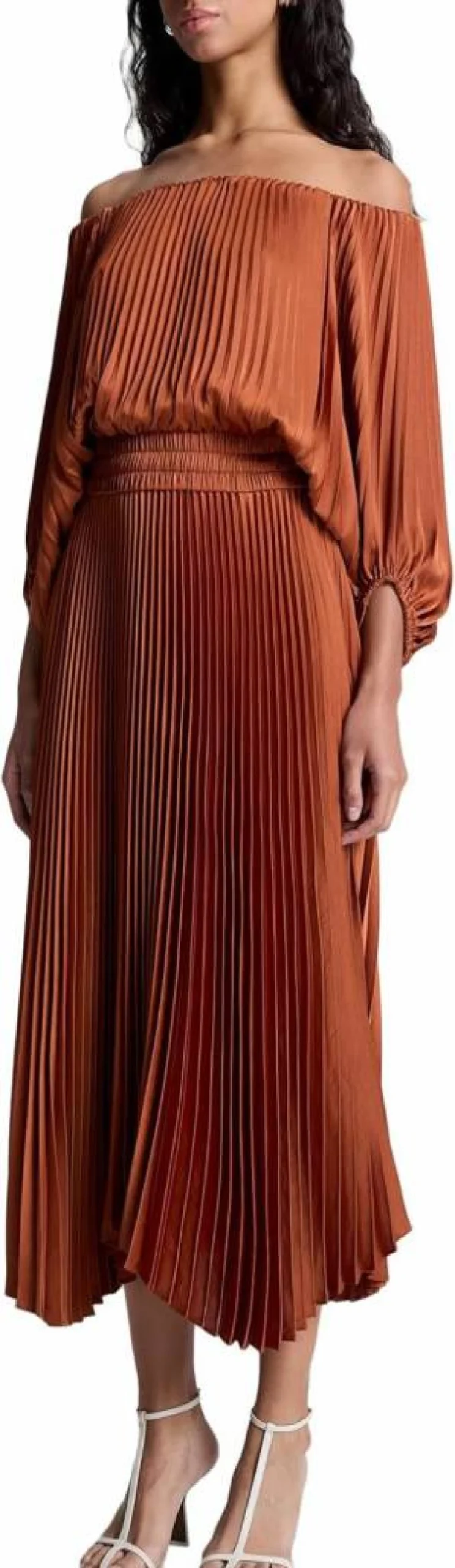 ALC Women's Sienna Flowy Midi Dress - Elegant V-Neck Summer Casual Dress