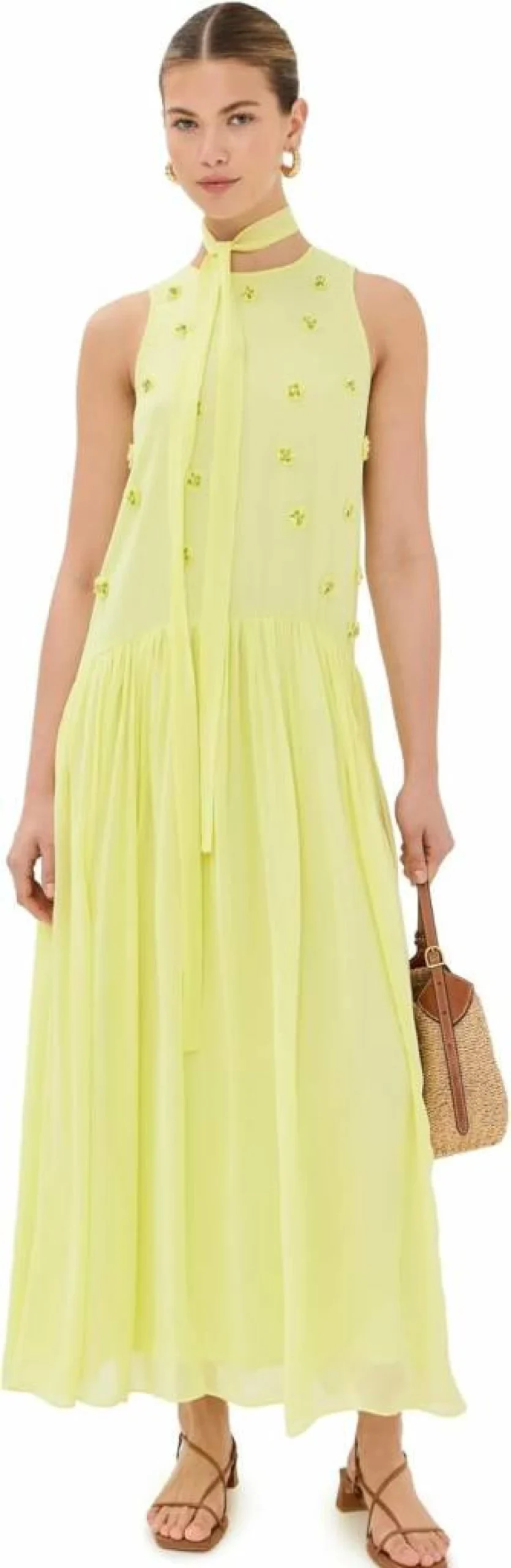 Ulla Johnson Women's Eleni Dress - Floral Print Summer Maxi Dress with V-Neck and Long Sleeves