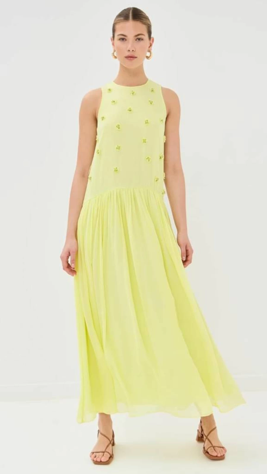 Ulla Johnson Women's Eleni Dress - Floral Print Summer Maxi Dress with V-Neck and Long Sleeves