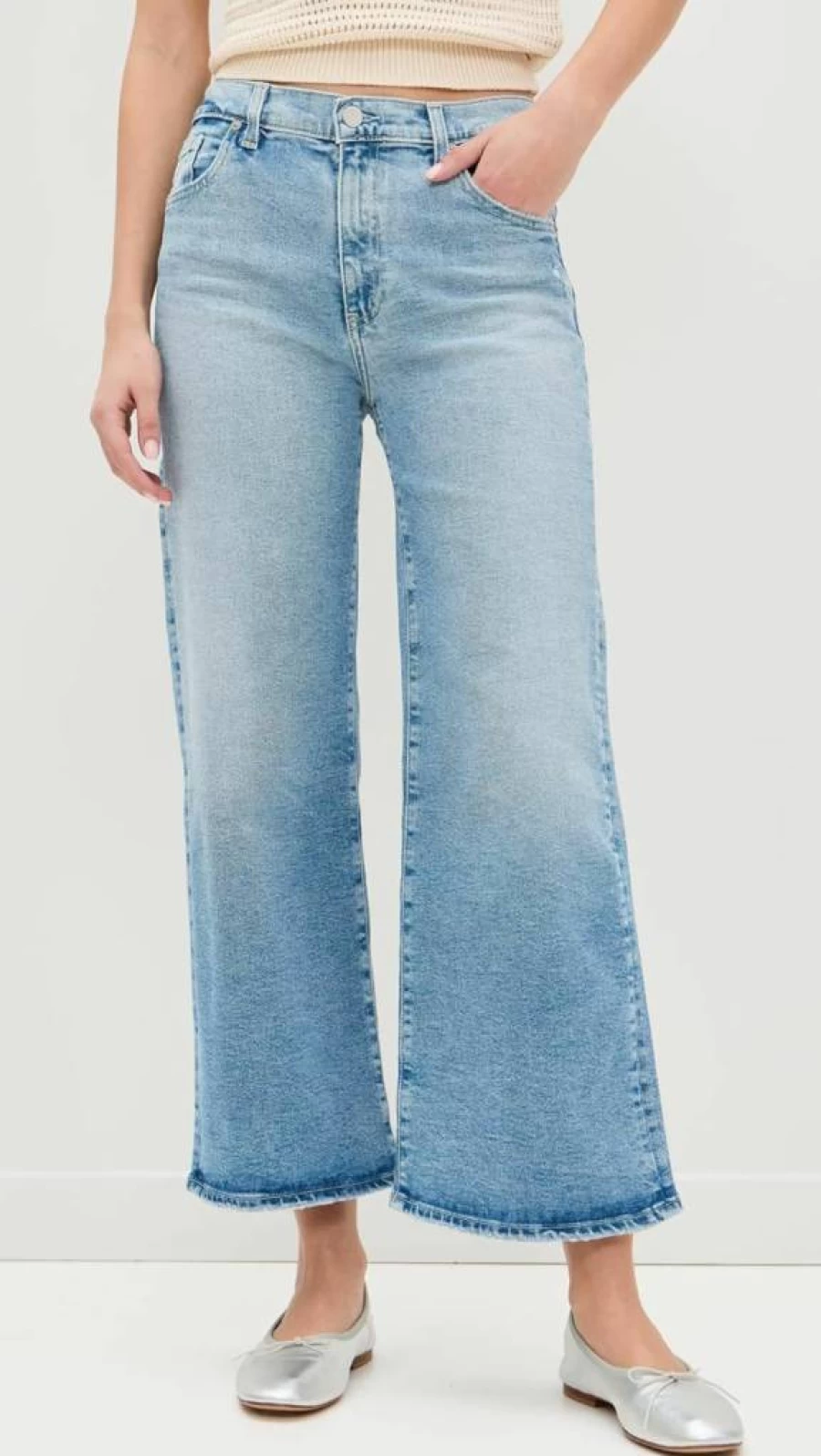 AG Adriano Goldschmied Women's Saige High-Rise Wide Leg Crop Jeans - Classic Blue Denim