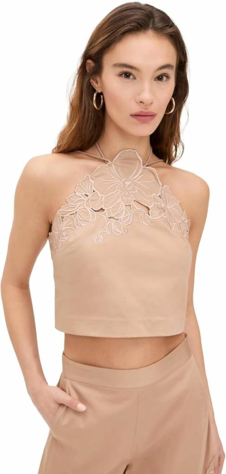 AMUR Women's Floral Laser-Cut Bliss Top - Elegant Floral Design Tunic