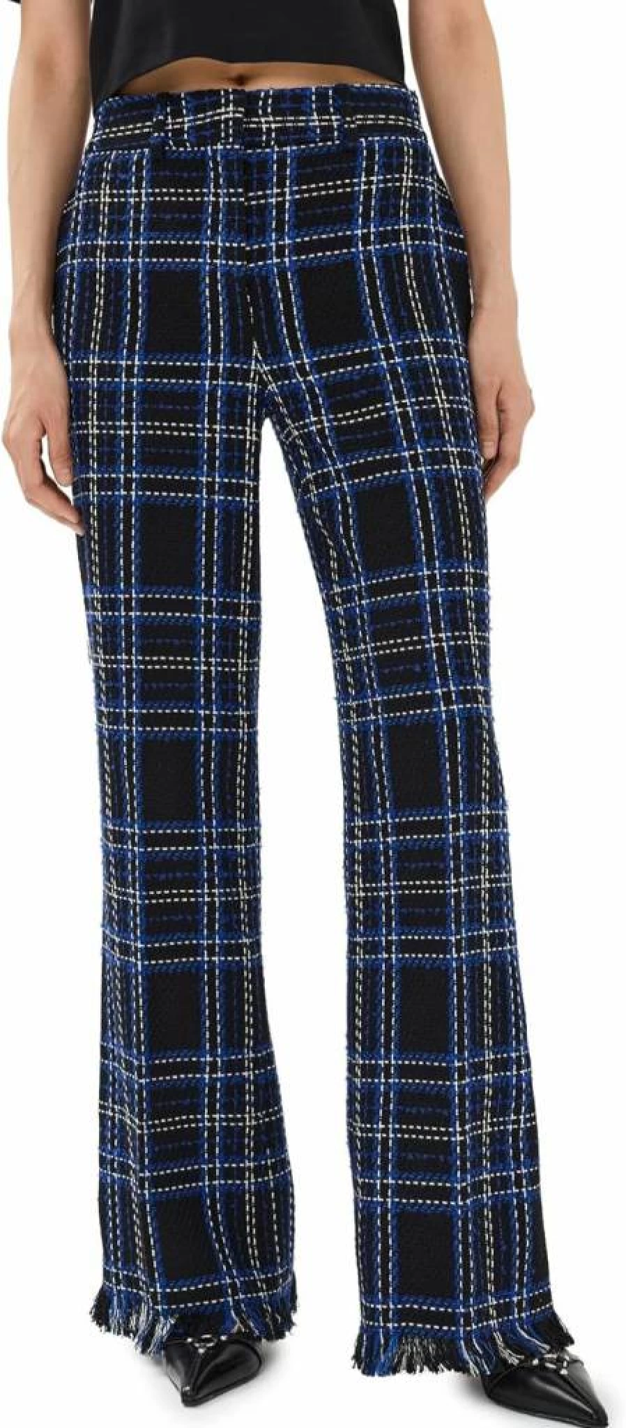 MSGM Women's Checkered Plaid High-Waisted Trousers - Stylish Italian Designer Pants