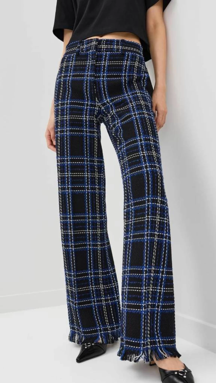 MSGM Women's Checkered Plaid High-Waisted Trousers - Stylish Italian Designer Pants