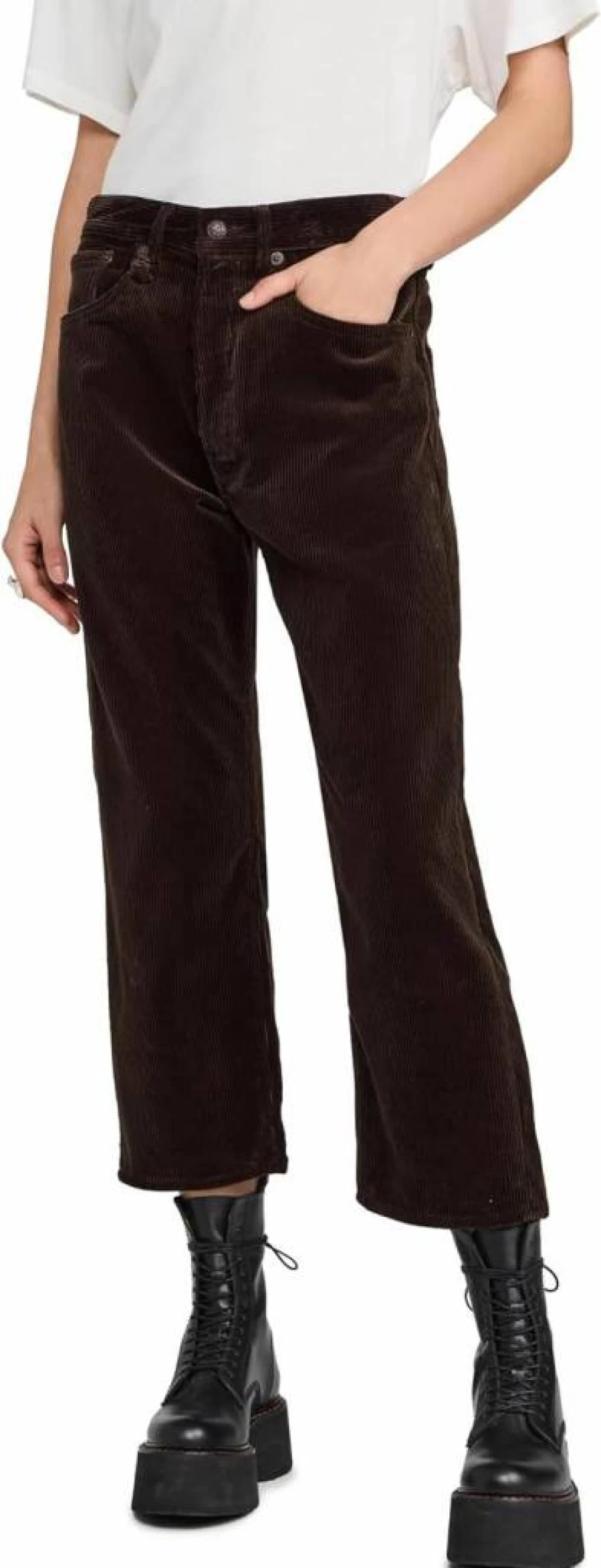 R13 Women's X-BF Stretch Corduroy Skinny Jeans - High Waist Vintage Denim Pants
