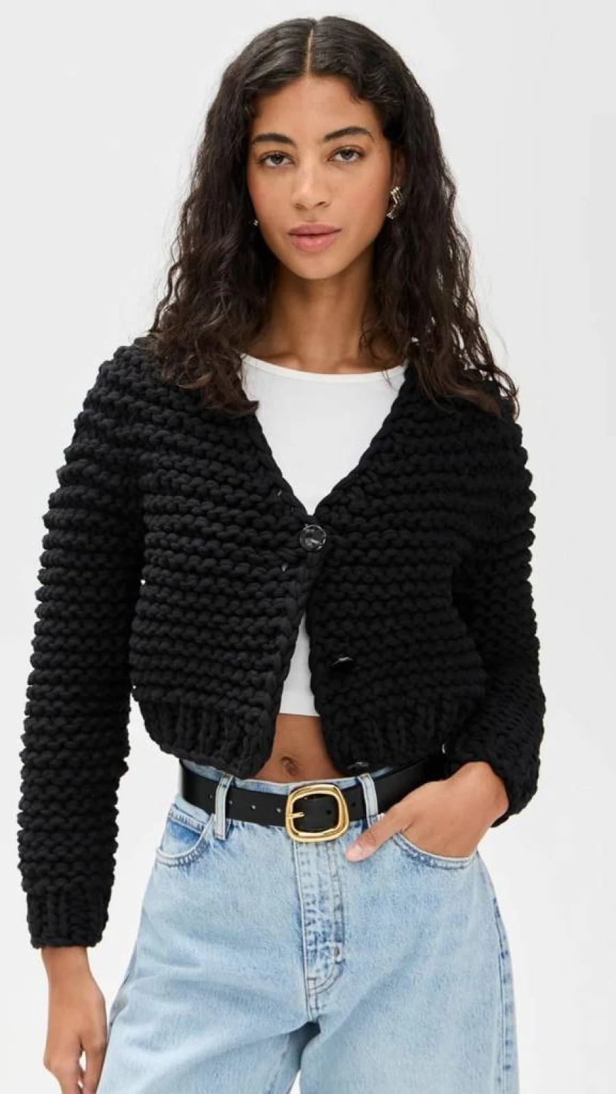 FRAME Women's The Bubble Knit Cardigan - Oversized Soft Chunky Sweater Coat