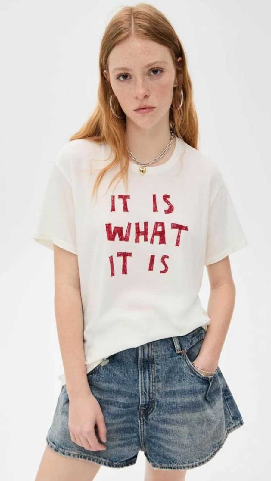 R13 Women's "It Is What It Is" Graphic Boyfriend Tee - Vintage Inspired Oversized Cotton T-Shirt