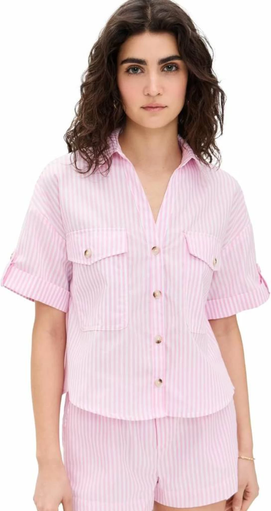 BLANKNYC Women's Anchor Print Button-Down Shirt Casual Long Sleeve Top