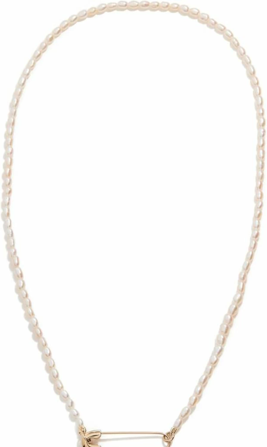 ZOE CHICCO 14K Gold Pearl Bead Necklace with Safety Pin Closure - Elegant Women's Jewelry