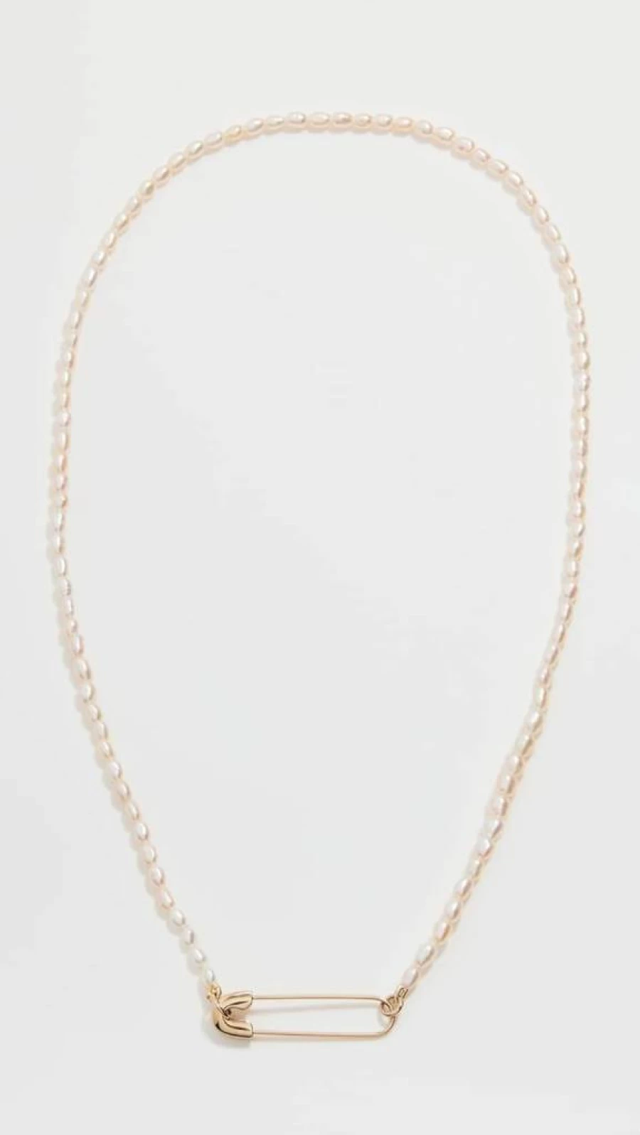 ZOE CHICCO 14K Gold Pearl Bead Necklace with Safety Pin Closure - Elegant Women's Jewelry