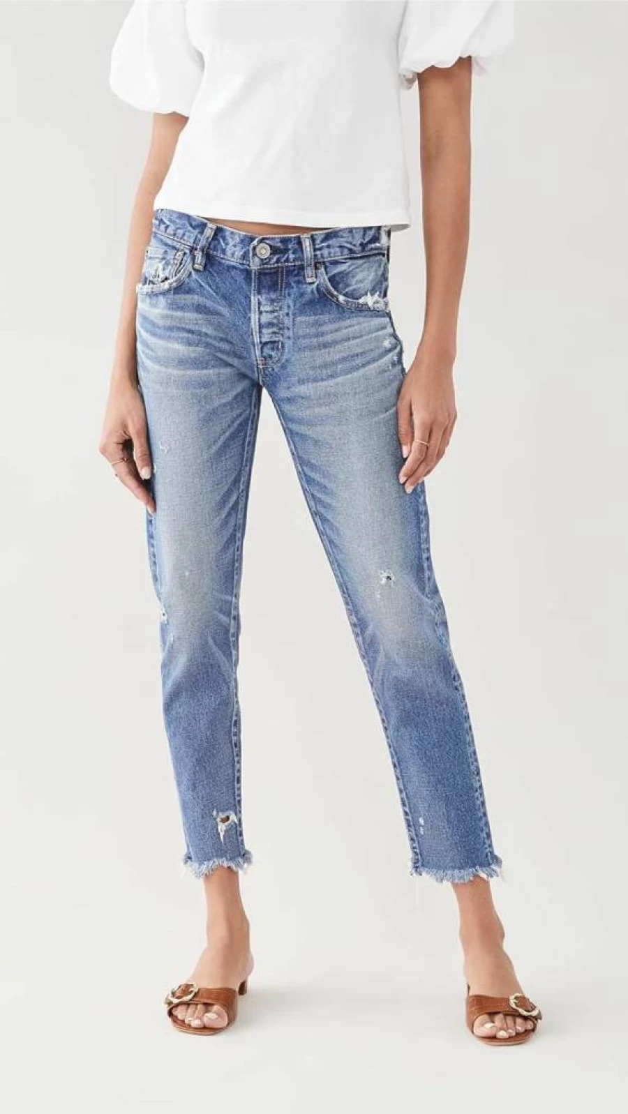 MOUSSY VINTAGE Women's High-Waisted Tapered Blue Jeans - Keller Fit Denim Pants