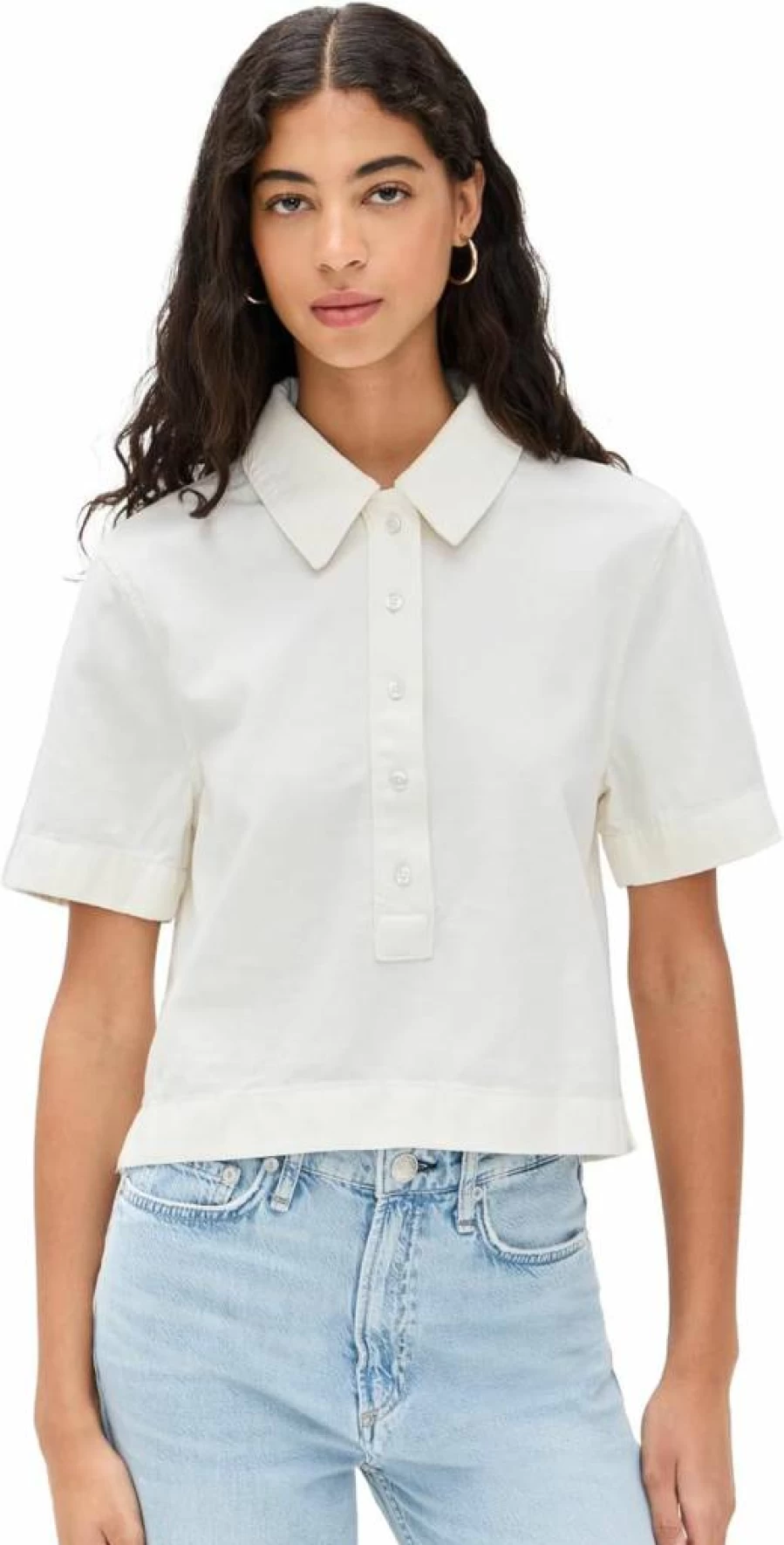 7 For All Mankind Women's Classic Woven Polo Shirt – Stylish Casual Top
