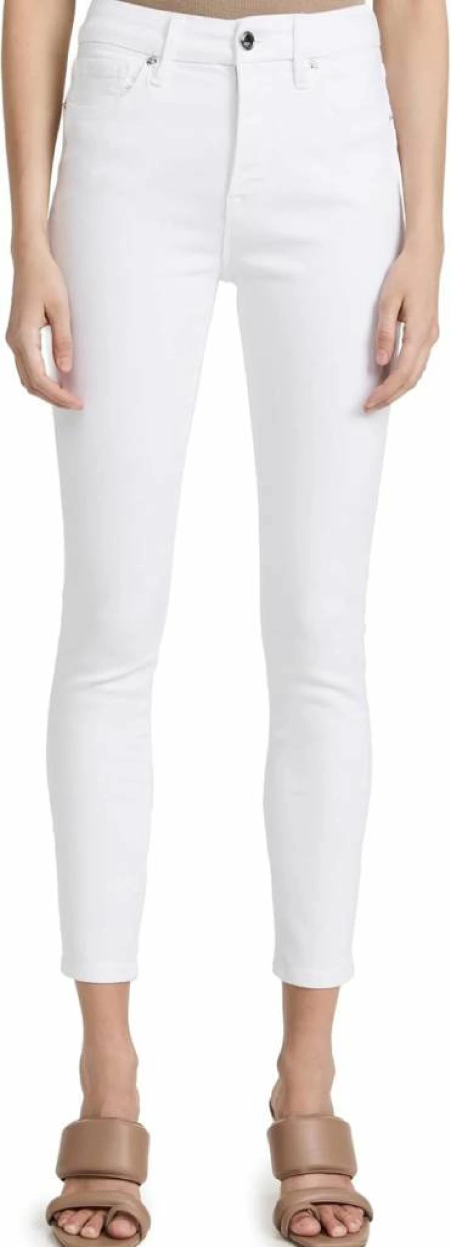 Good American Black Cropped Skinny Jeans for Women - Slim Fit Ankle-Length Denim Pants