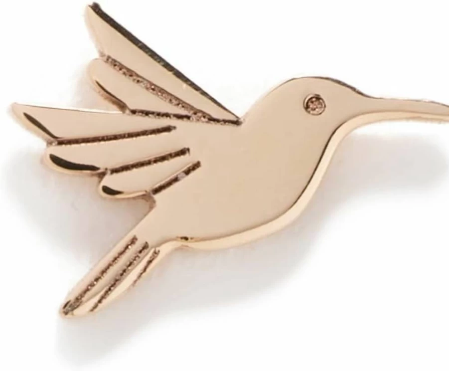 ZOE CHICCO 14K Gold Hummingbird Stud Earrings for Women - Minimalist Tiny Bird Design