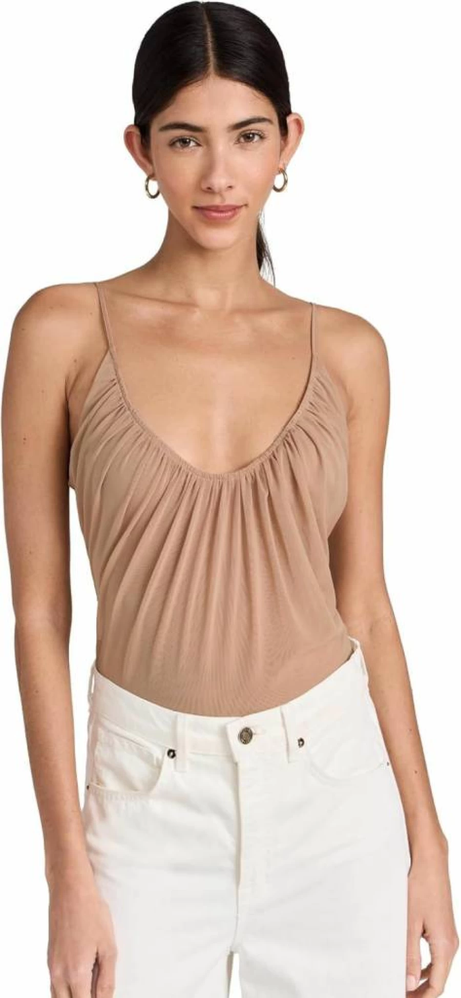 L'AGENCE Women's Gelina Ruched Thong Bodysuit - Stylish Seamless Bodysuit for Women