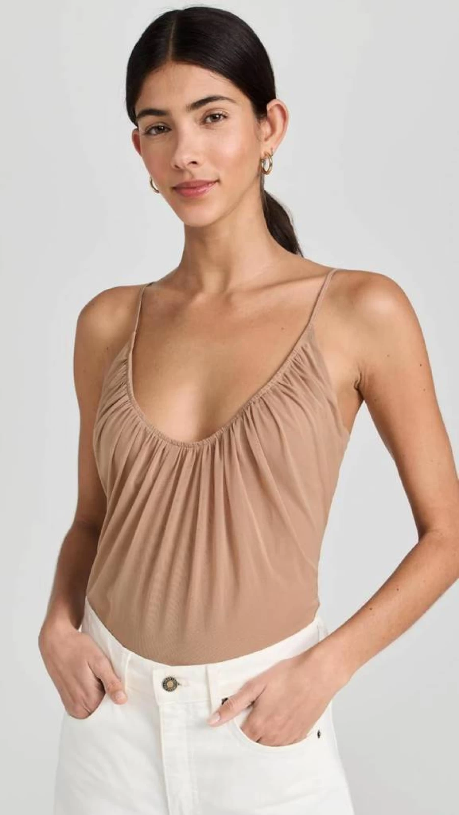 L'AGENCE Women's Gelina Ruched Thong Bodysuit - Stylish Seamless Bodysuit for Women