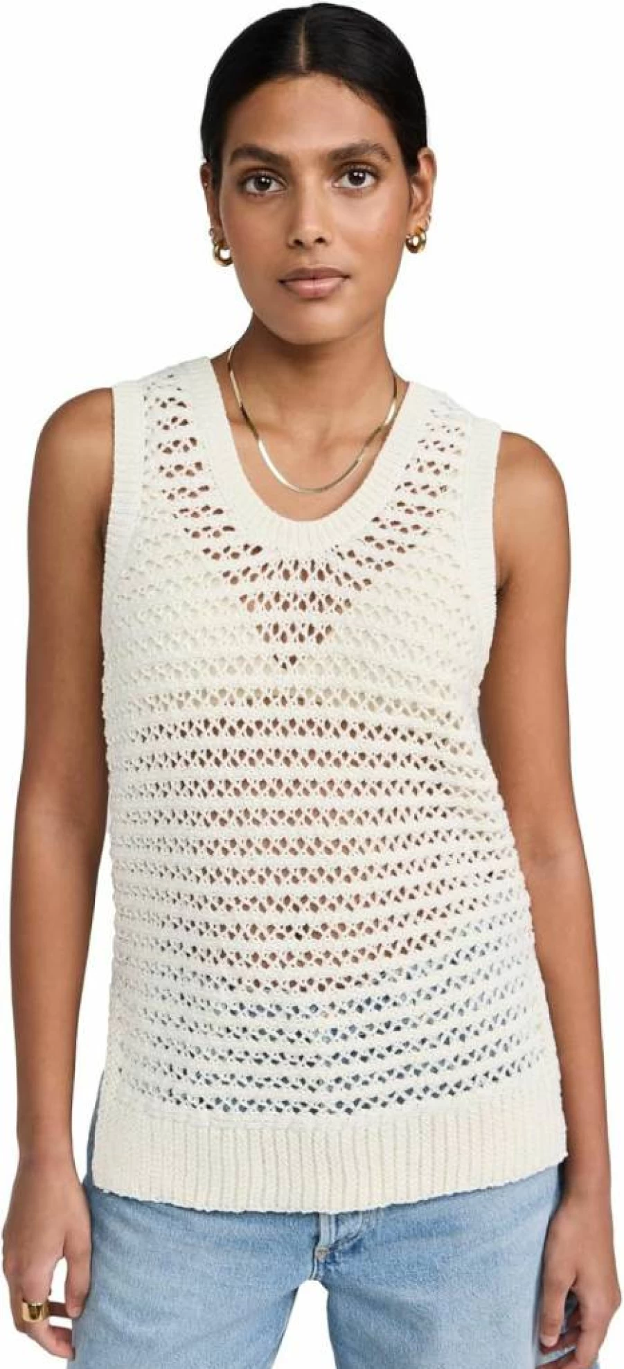525 Women's Natalia Open Stitch Casual Summer Tank Top - Breathable Loose Fit Crochet Design