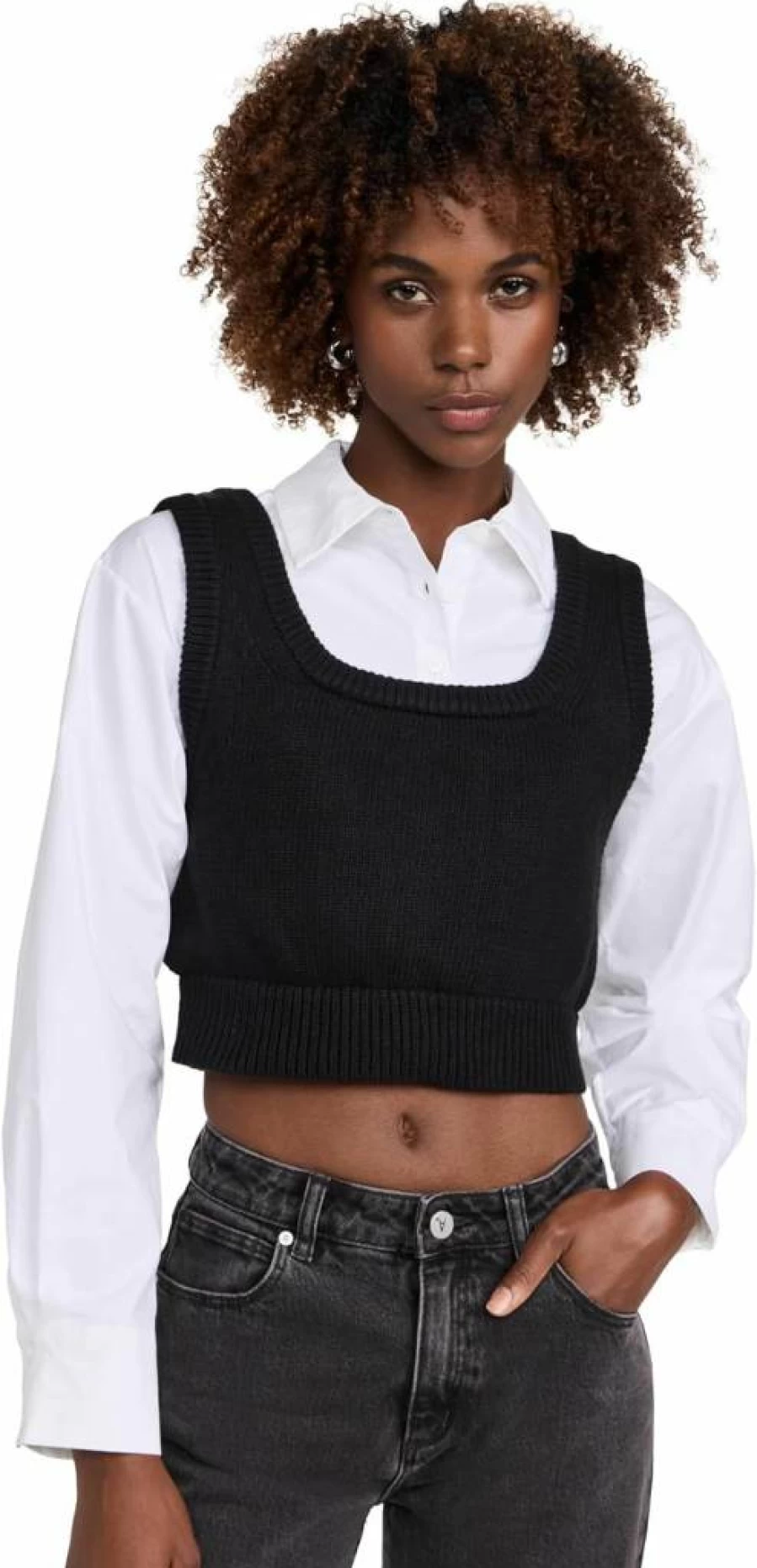 English Factory Women's Cropped Knit Cardigan Open Front Overshirt