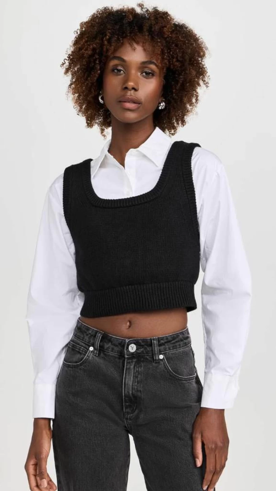 English Factory Women's Cropped Knit Cardigan Open Front Overshirt