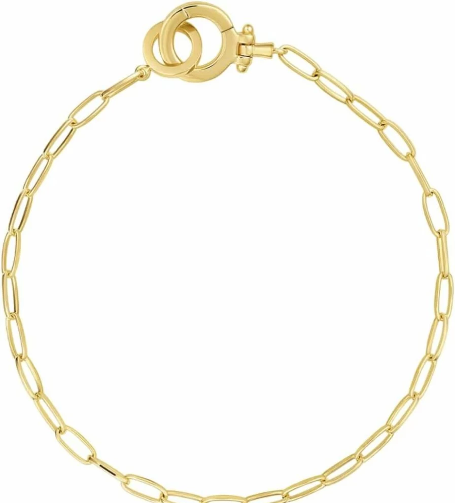 Gorjana Parker Mini Bracelet - 18K Gold Plated Brass Chain Link Design - 7.1 Inch Hinge Closure Layering Jewelry for Women