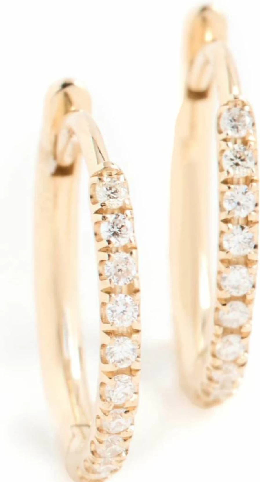 ZOE CHICCO 14K Yellow Gold Pave Diamond Huggie Hoop Earrings for Women Medium Size